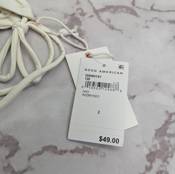 Good American Swim Bottom Women Ivory White Tiny Ties Bikini Swimsuit - Picture 12 of 12